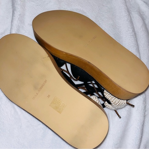 ULLA JOHNSON Salinas sandal black size 8 twisted rope leather platform lace up - Picture 13 of 16